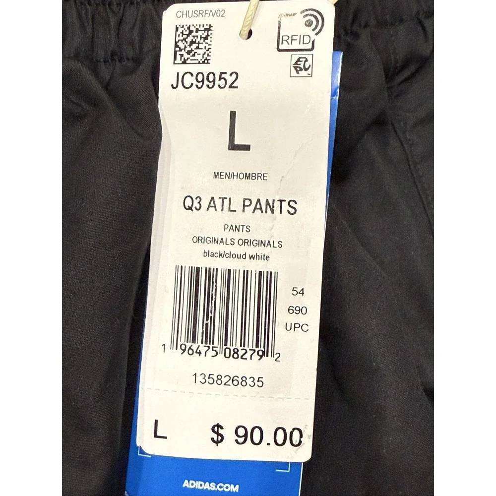 adidas Q3 ATL PANTS JC9952 Mens L Black Cloud White Originals Track Pants